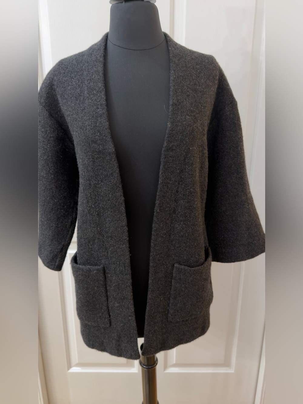 Wilfred Charcoal Open-Front Women’s Wool Sweater Cardigan